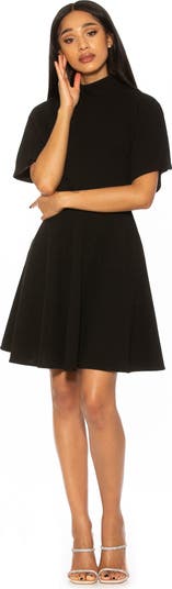 Autumn Mock Neck Fit & Flare Dress