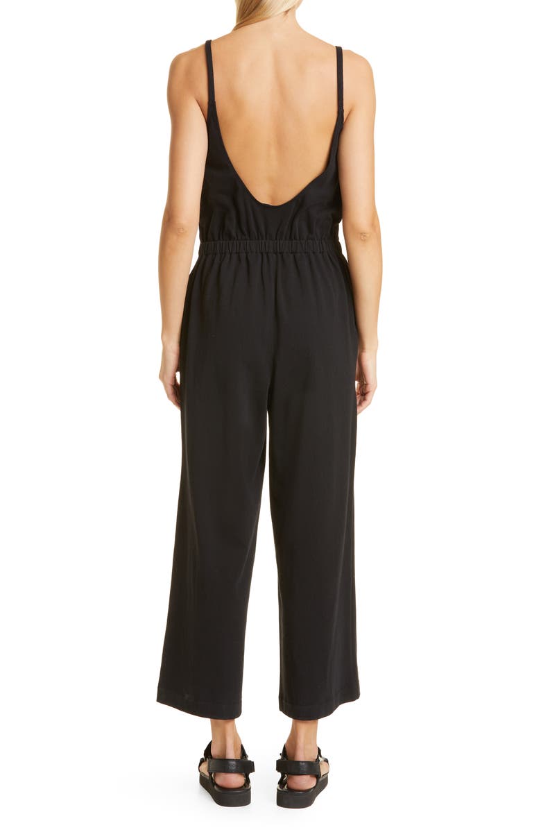 Vince Scoop Neck Cotton Jumpsuit, Alternate, color, Black