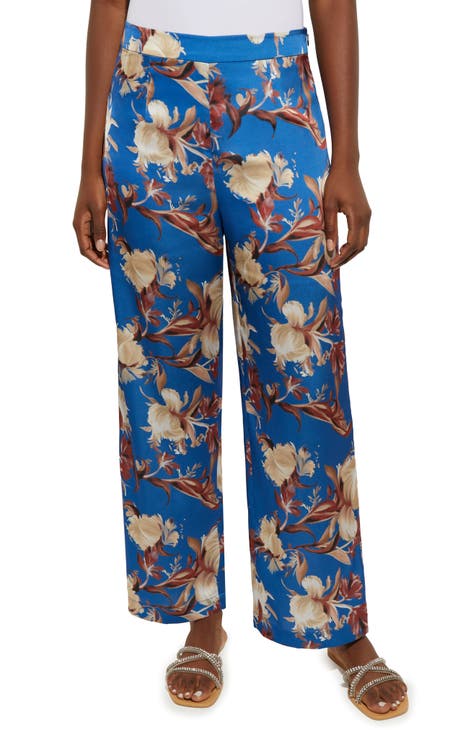 Floral Crêpe de Chine Wide Leg Pants