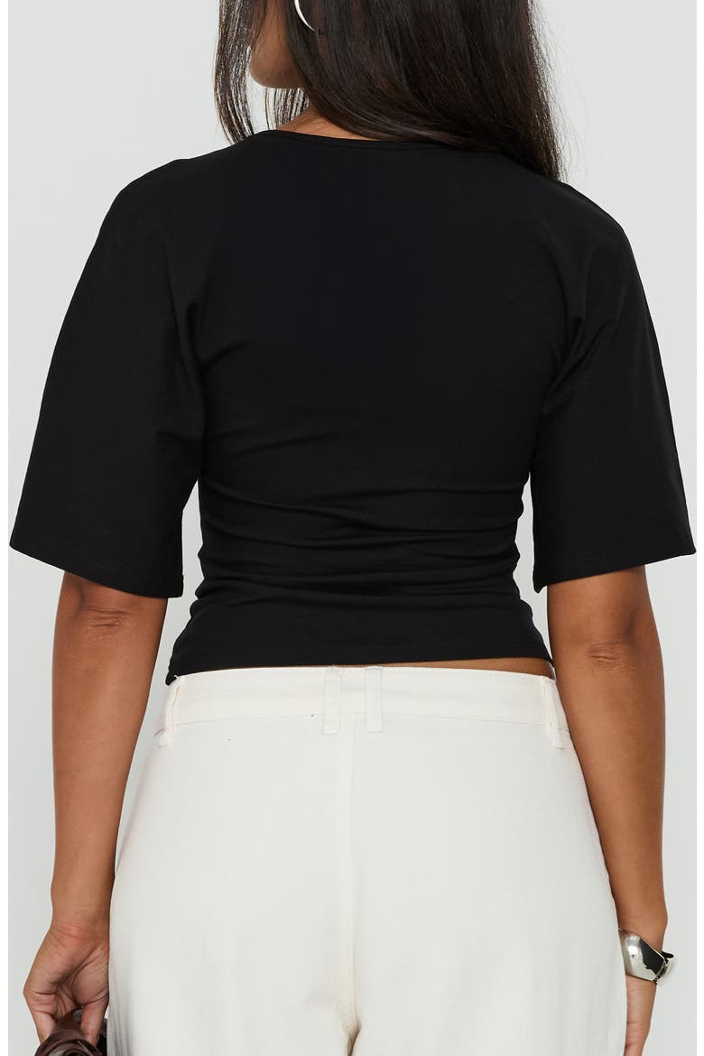 Nakota V-Neck Cinched Organic Cotton T-Shirt, Main, color, BLACK