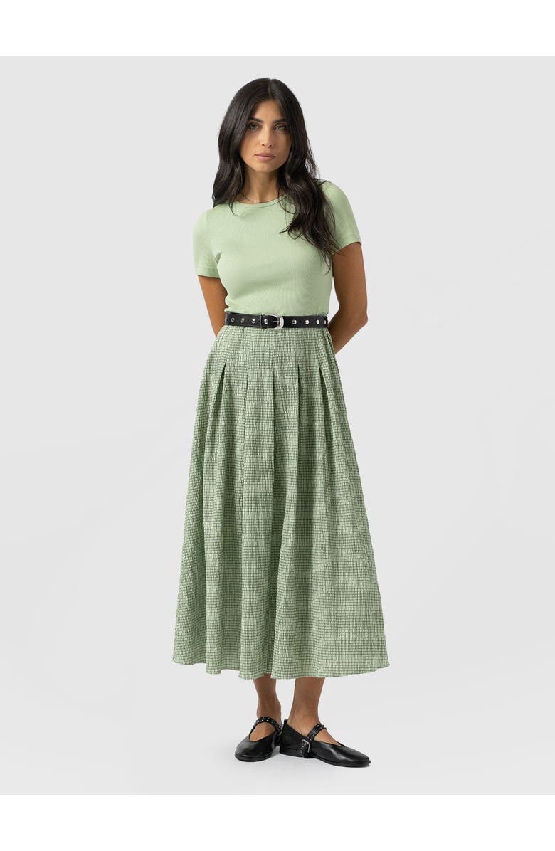 Saint + Sofia Renee Contrast Dress, Main, color, Mint Gingham