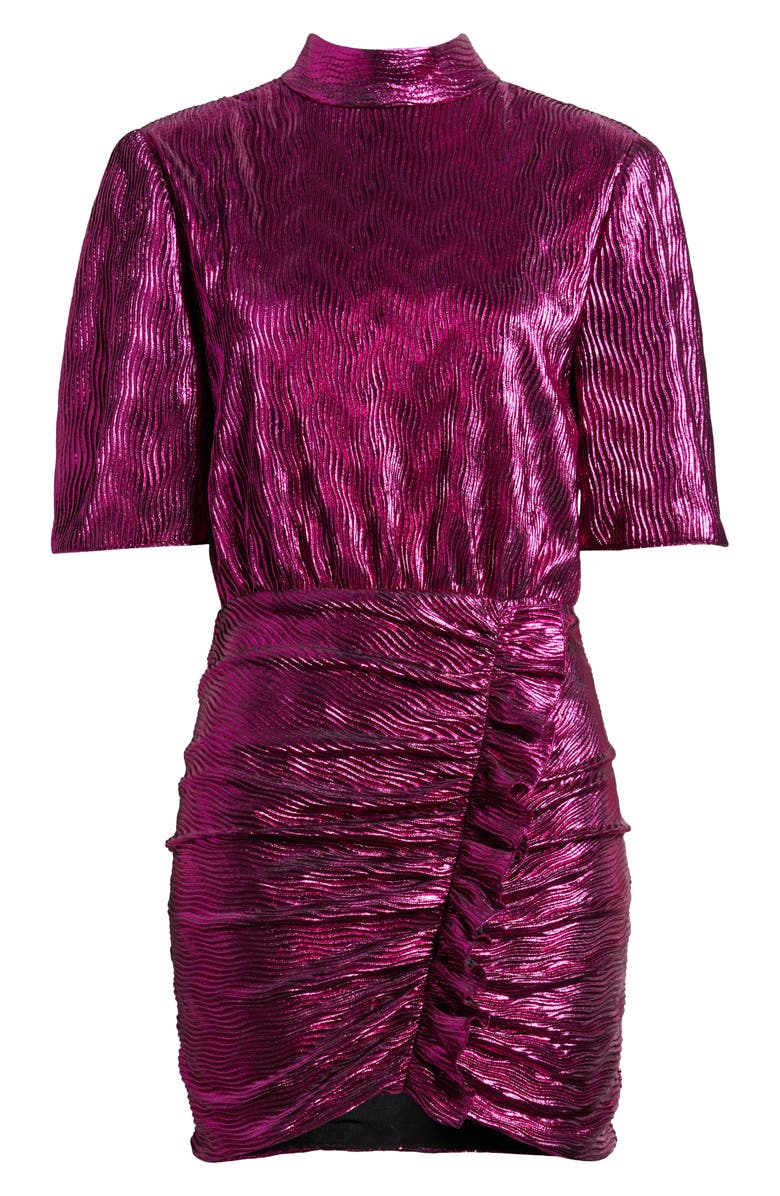 Saylor Axelle Metallic Ruffle Minidress, Alternate, color, Metallic Magenta