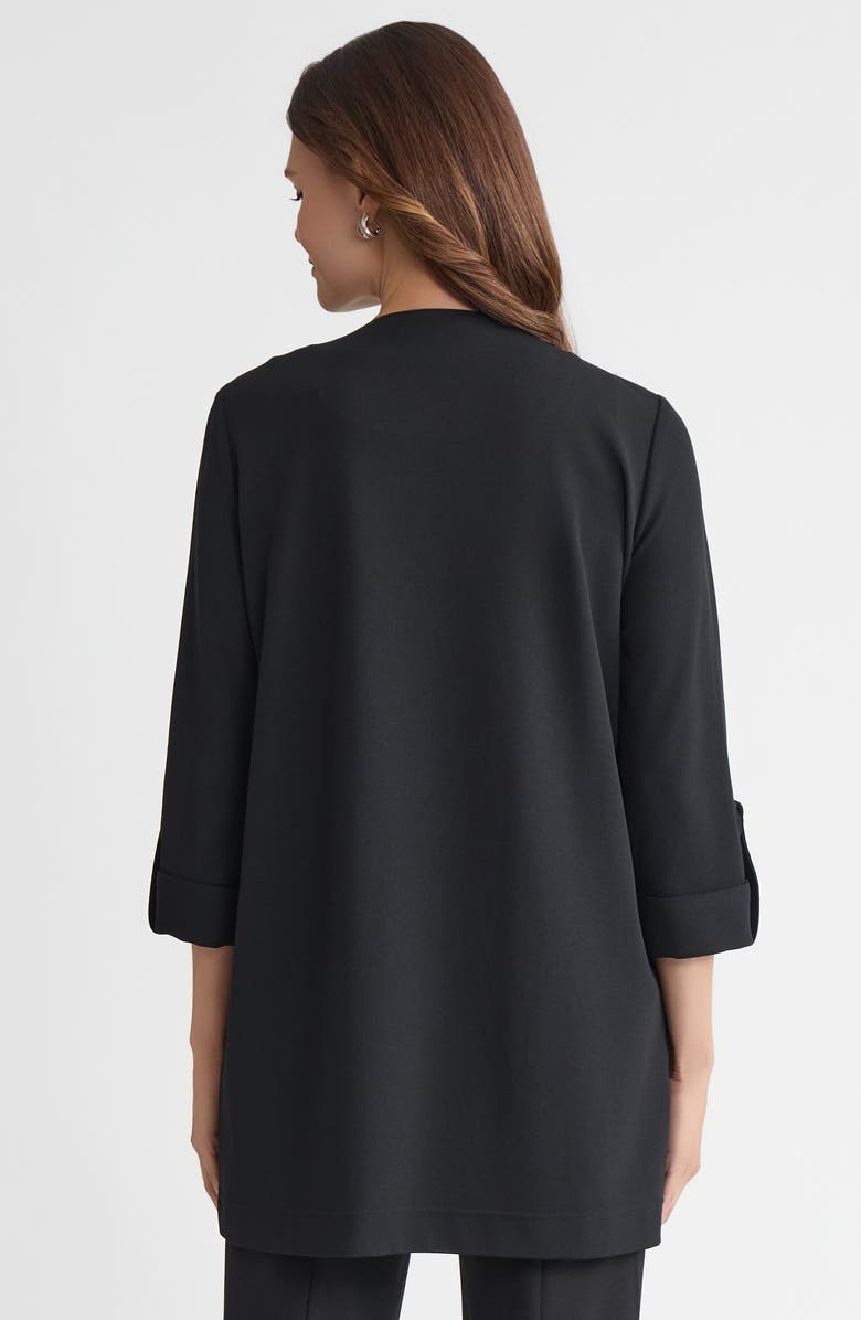 Ming Wang Heritage Lightweight Stretch Deco Crepe Wing Collar Jacket, Alternate, color, Black