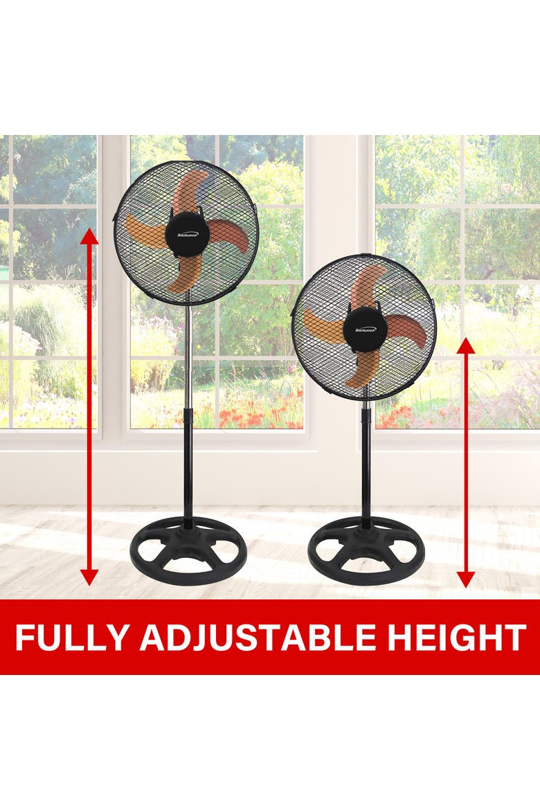 3 Speed 12in Oscillating Stand Fan in Black, Alternate, color, Black
