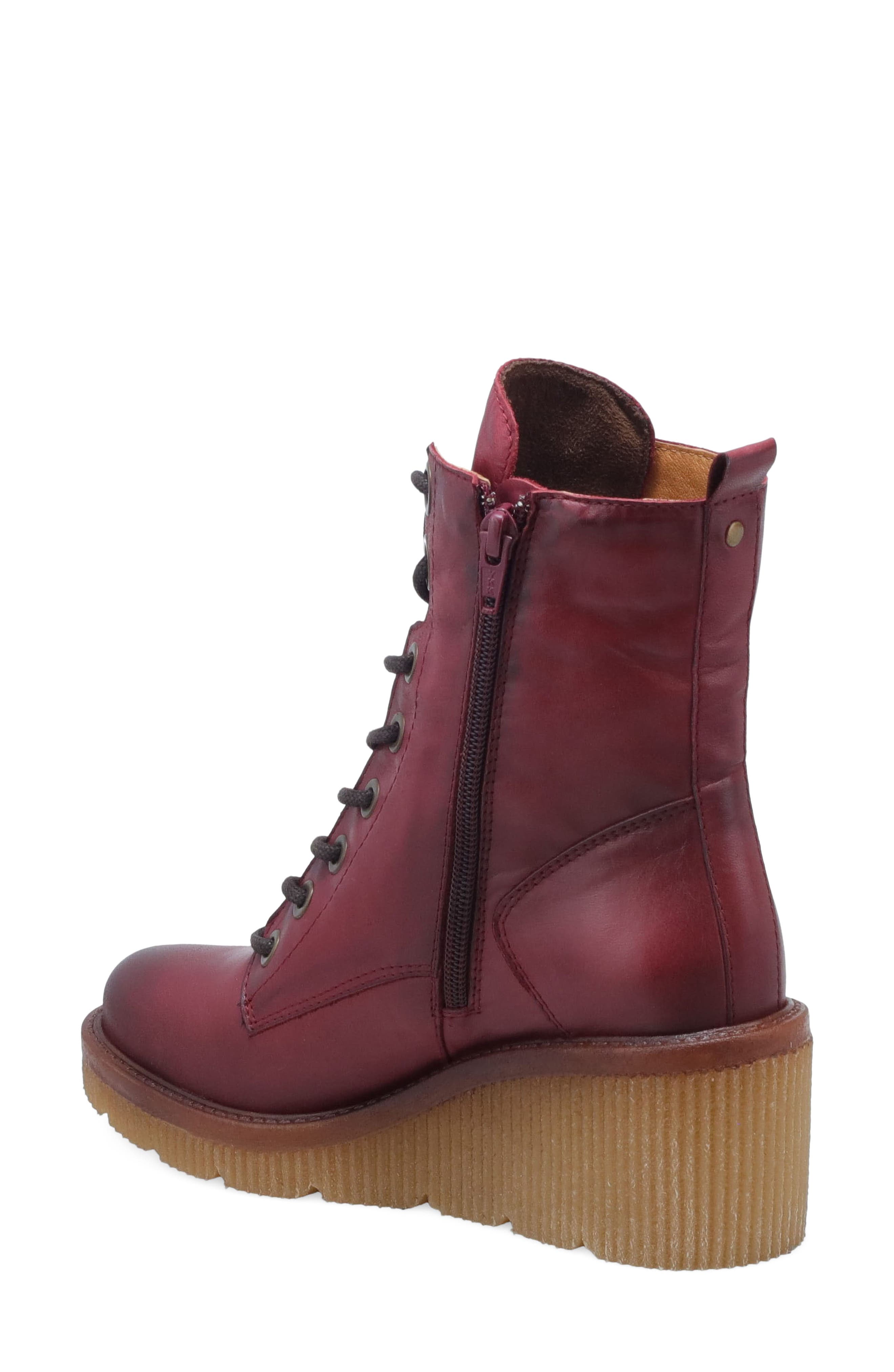 Adrienn Leather Wedge Bootie, Alternate, color, BORDEAUX
