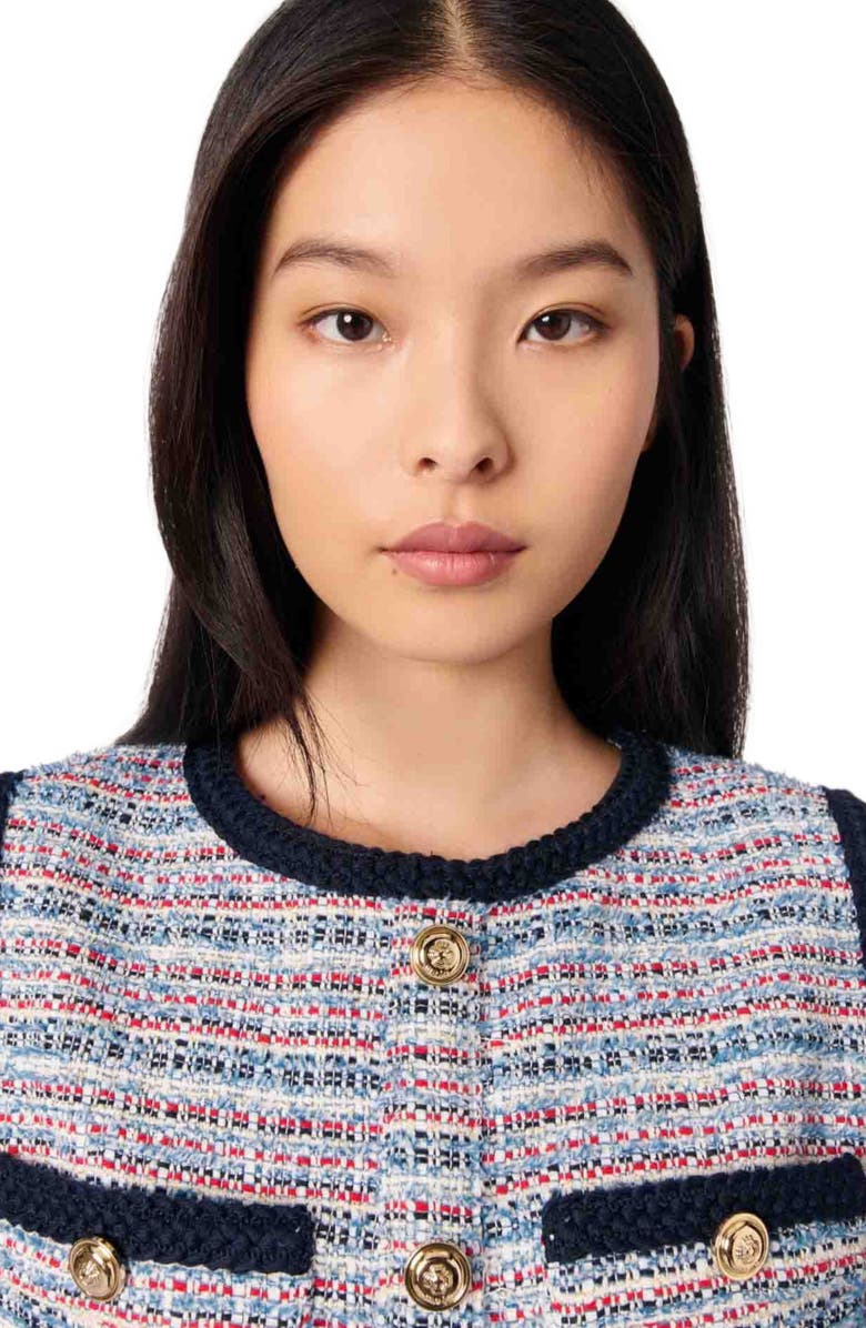 maje Tweed 2-in-1 mini dress, Alternate, color, 