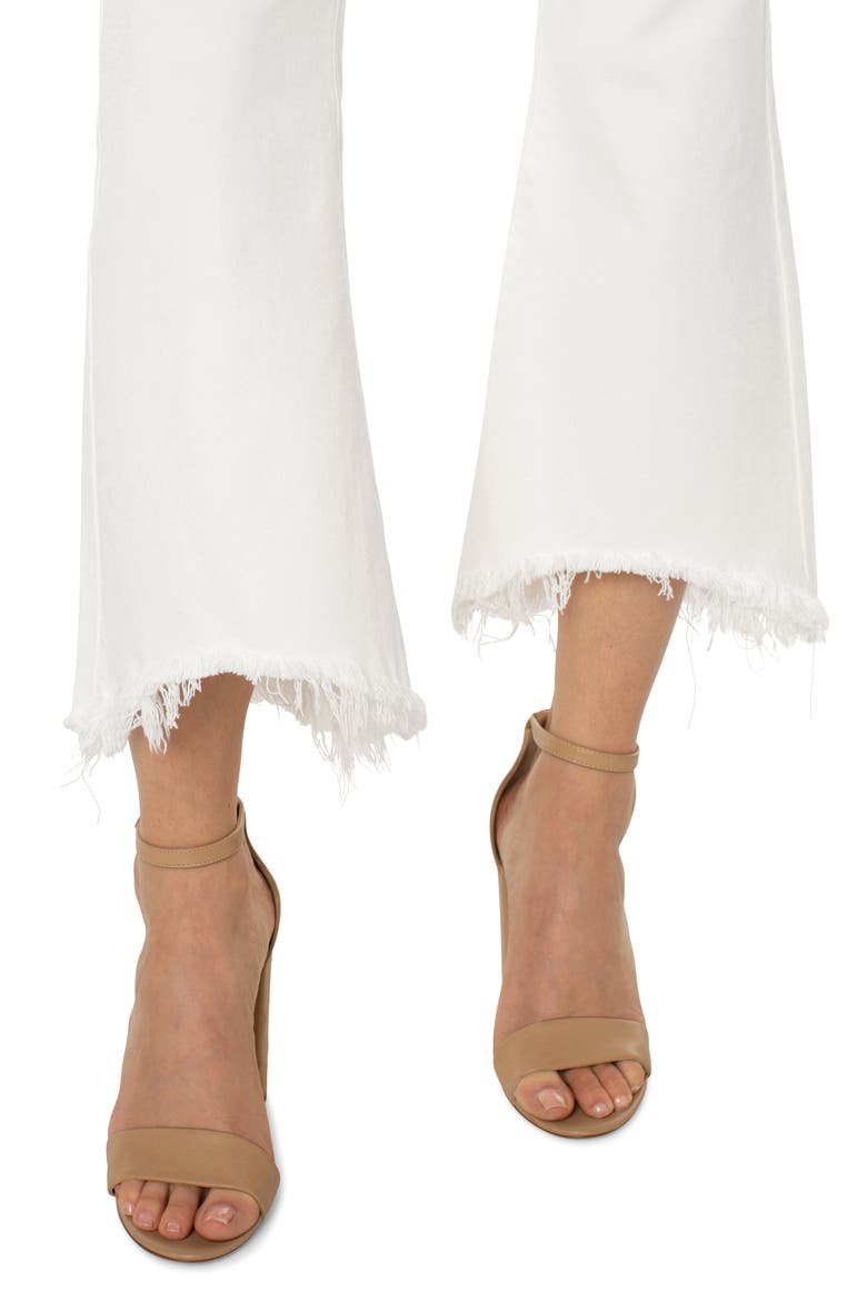 Hannah Curved Frayed Crop Flare Jeans, Alternate, color, BONE WHITE