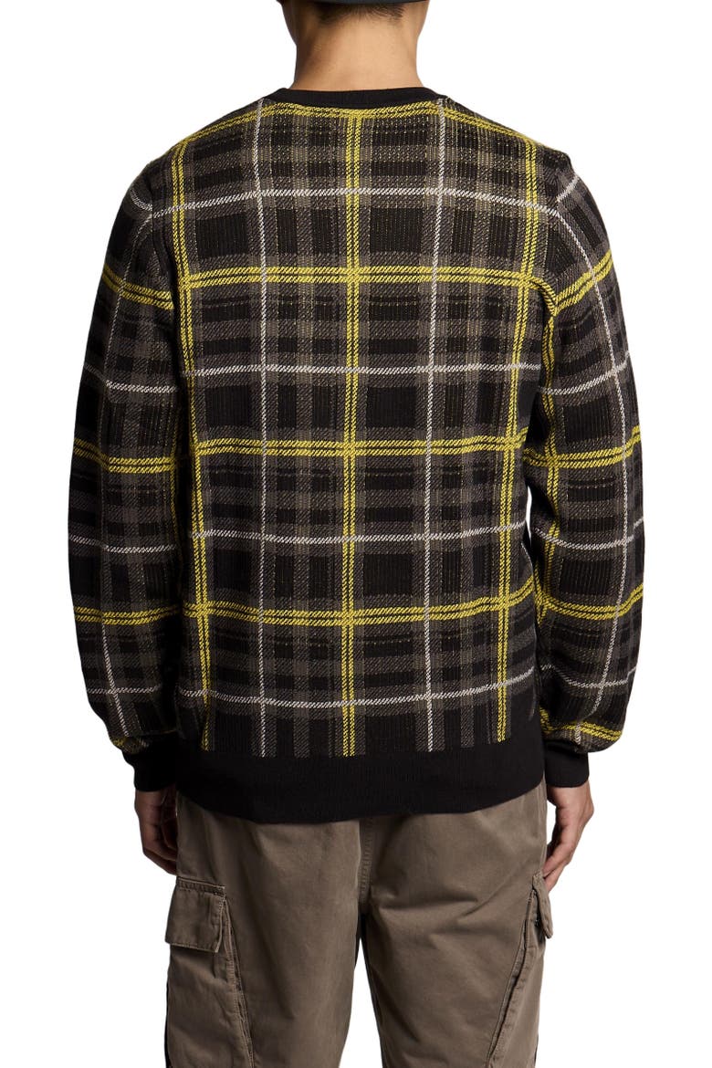 Ribbed Jacquard Tartan Crew Neck, Alternate, color, Jet Black