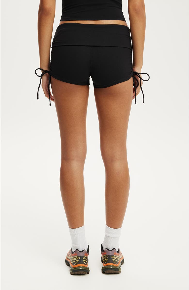 COTTON ON BODY Women's Active Ultra Soft Tie Side Roll Over Micro Short, Alternate, color, Black