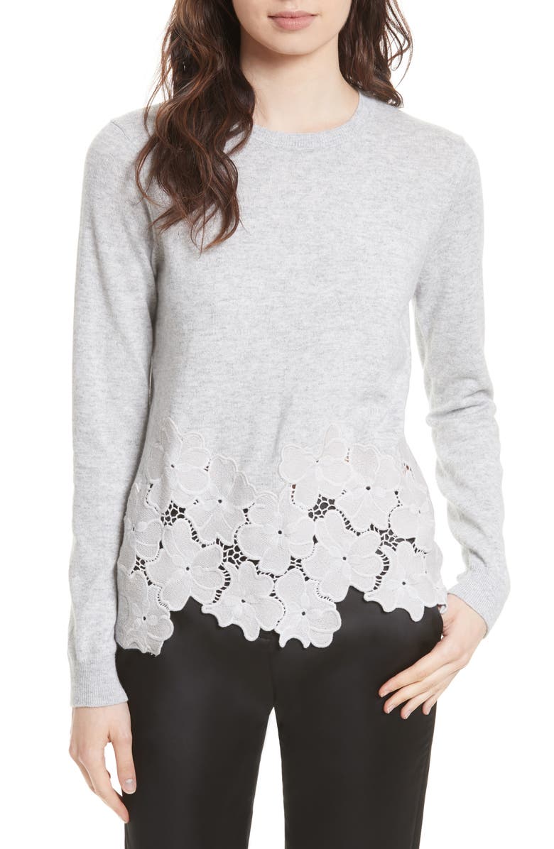 Ted Baker London Jaya Lace Hem Sweater, Main, color,