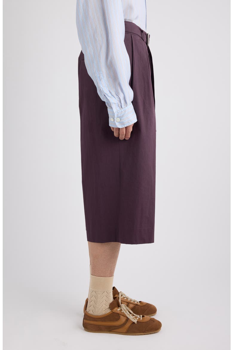 Preaches Belted Pleated Cotton, Alternate, color, DARK PURPLE