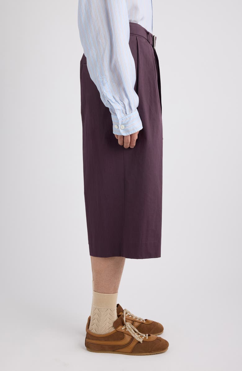Dries Van Noten Preaches Belted Pleated Cotton, Alternate, color, Dark Purple