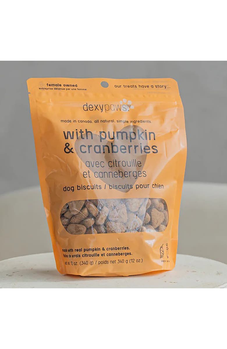 Dexypaws Pumpkin & Cranberry Dog Biscuits 12oz Natural Pet Treats, Alternate, color, Brown