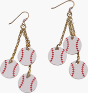 Nickel & Suede Slugger Baseball Leather Earrings