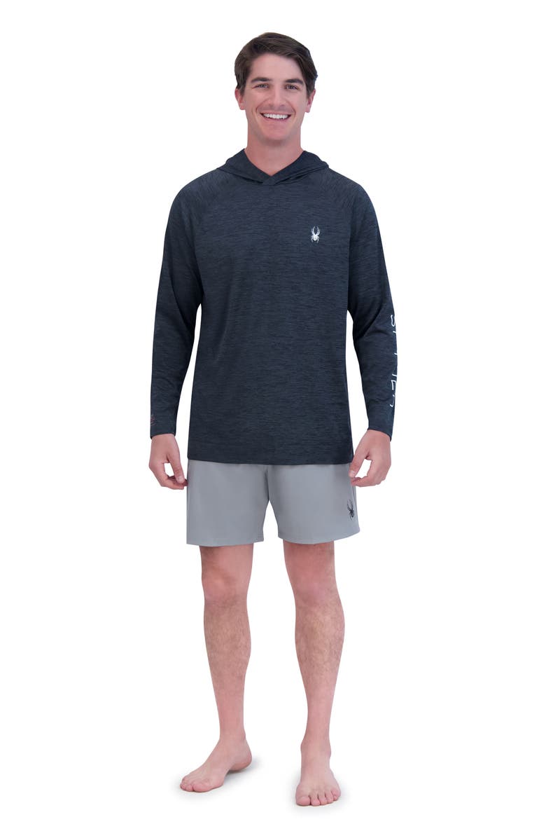 Spyder Long Sleeve Hooded Rashguard, Alternate, color, Black