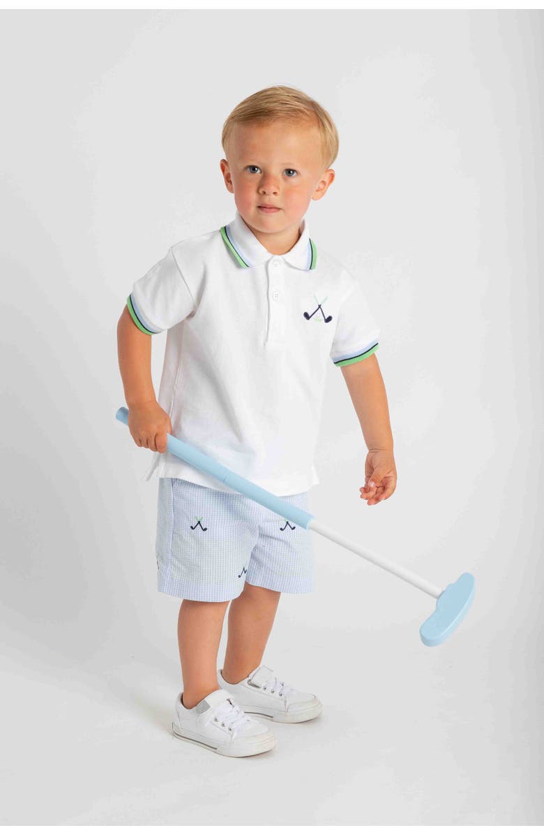 Florence Eiseman Knit Polo With Golf Clubs, Alternate, color, White
