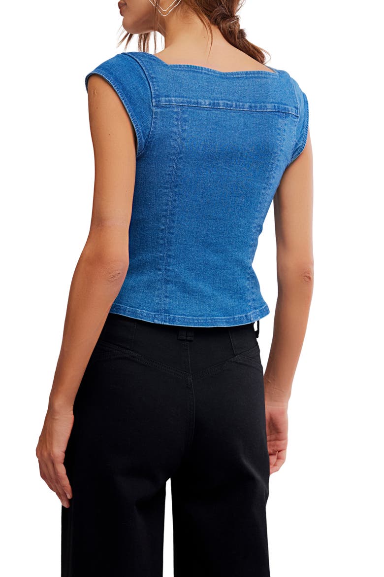 Marilyn Denim Corset Top, Alternate, color, SKYLIGHT