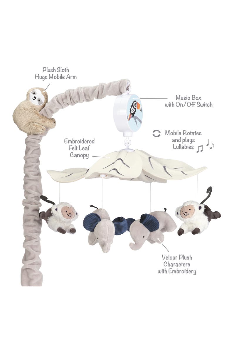 Jungle Party Animals Musical Baby Crib Mobile Soother Toy, Alternate, color, Multicolor