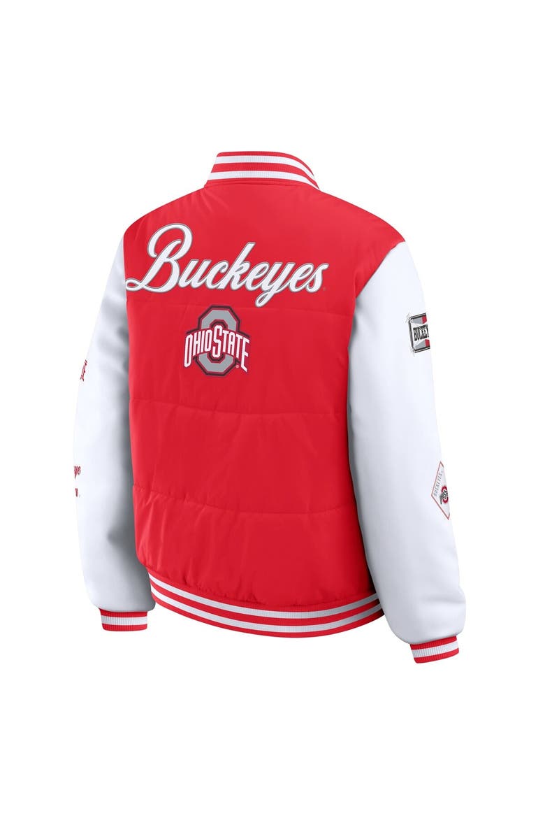 Women's WEAR by Erin Andrews  Scarlet Ohio State Buckeyes Varsity Full-Snap Puffer Jacket, Alternate, color, Scarlet