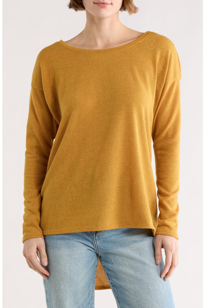 Boat Neck High-Low Sweater, Main, color, MUSTARD