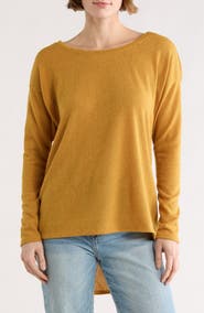 GO COUTURE Boat Neck High-Low Sweater