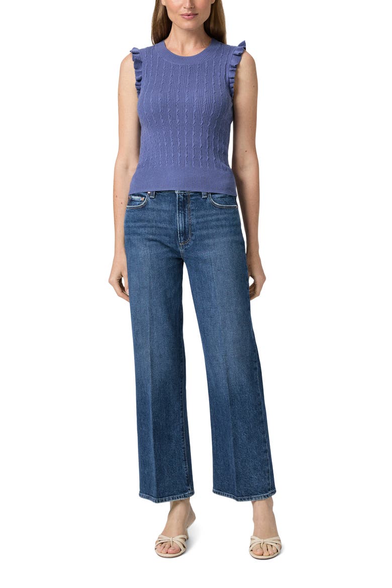 Gardenia Ruffle Sleeveless Sweater, Alternate, color, BLUE YONDER
