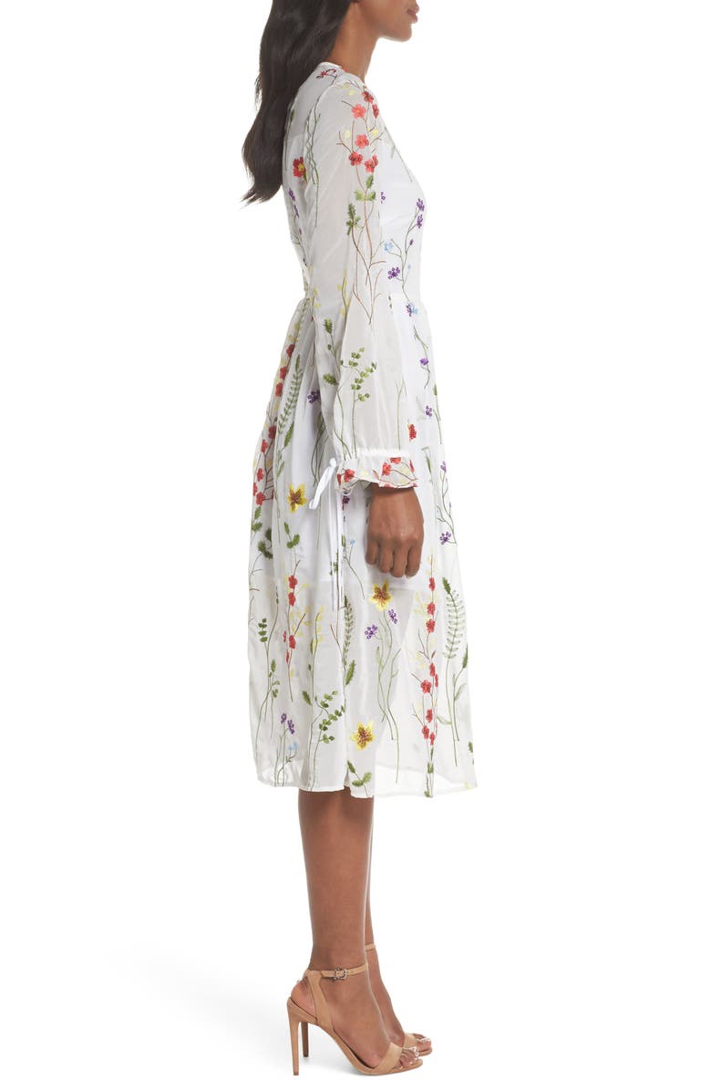 Chelsea28 Sheer Embroidered Midi Dress, Alternate, color, 