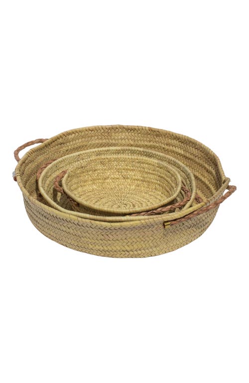Alcantara Frederic Handwoven Palm Tray with Leather Handles in Natural  product