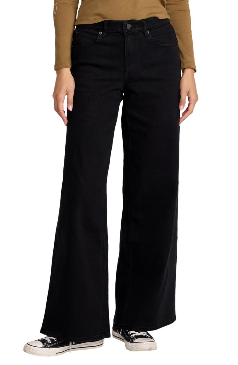 Volcom Stoned Low Rise Wide Leg Jeans, Main, color, Black Out