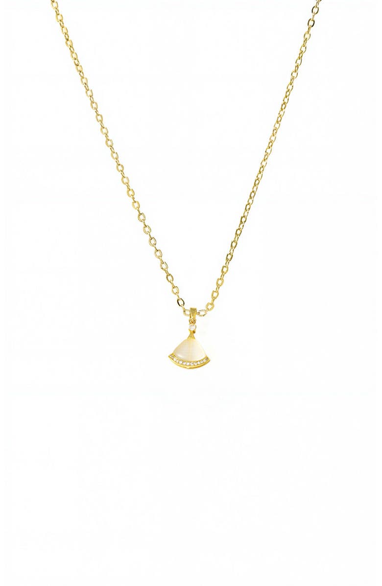 BY ADINA EDEN Pave & Mother Of Pearl Fan Shell Pendant Necklace, Main, color, Mother Of Pearl