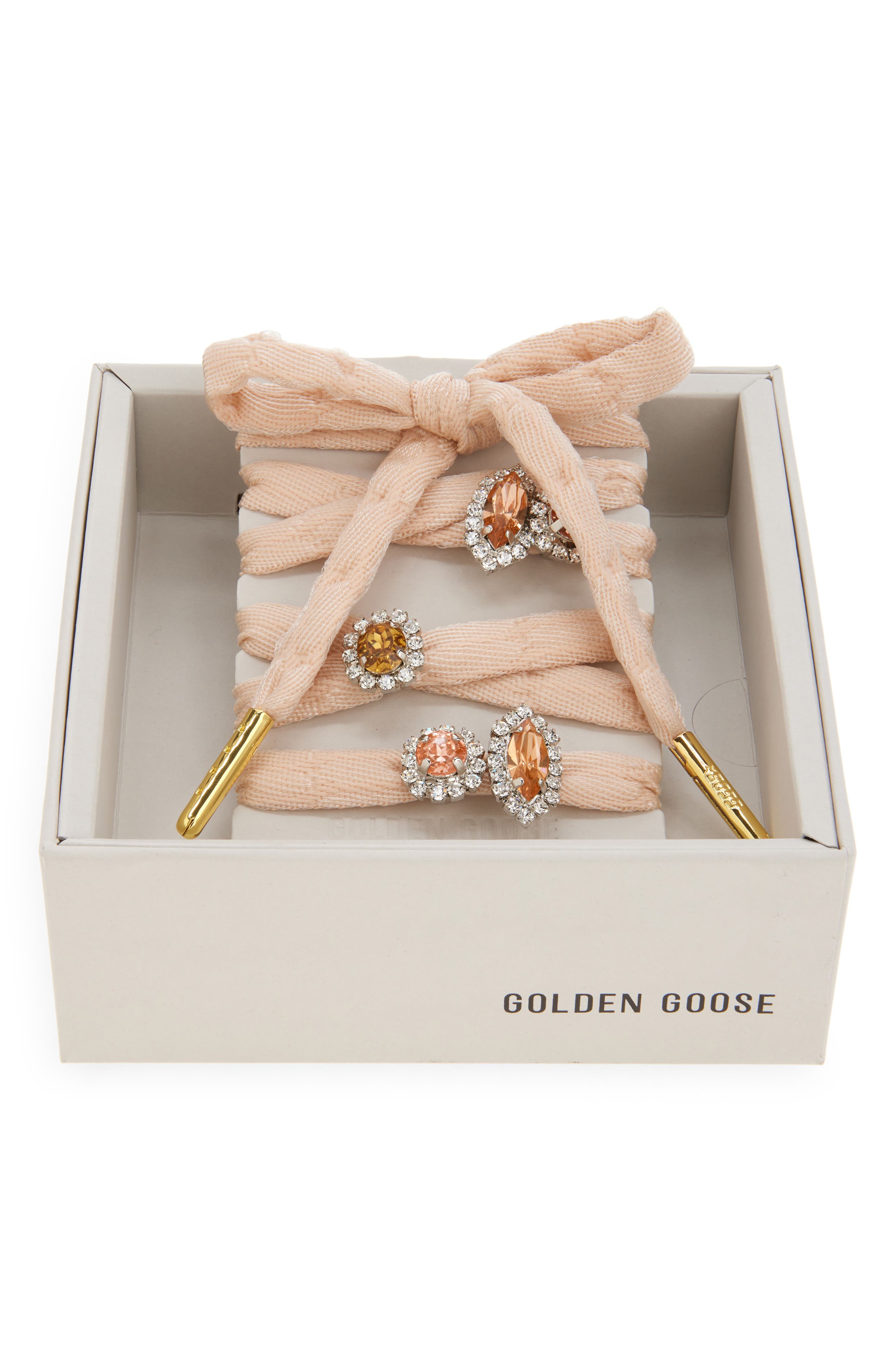 Golden Goose Skins Crystal Charm Shoelaces in Beige 