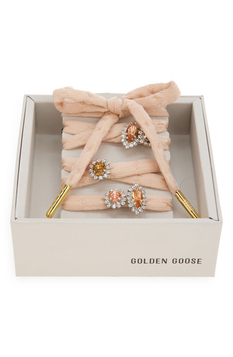 Golden Goose Skins Crystal Charm Shoelaces, Main, color, Beige