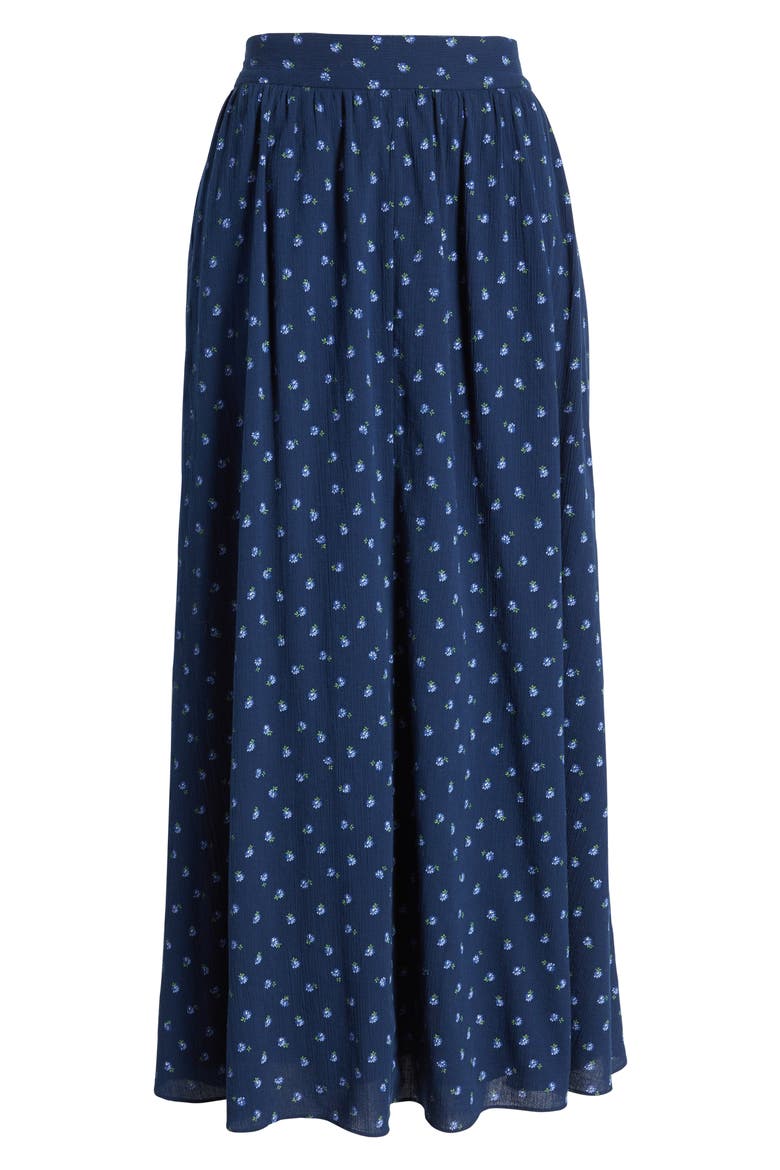 Floral Print Cotton Maxi Skirt, Alternate, color, CLASSIC INDIGO