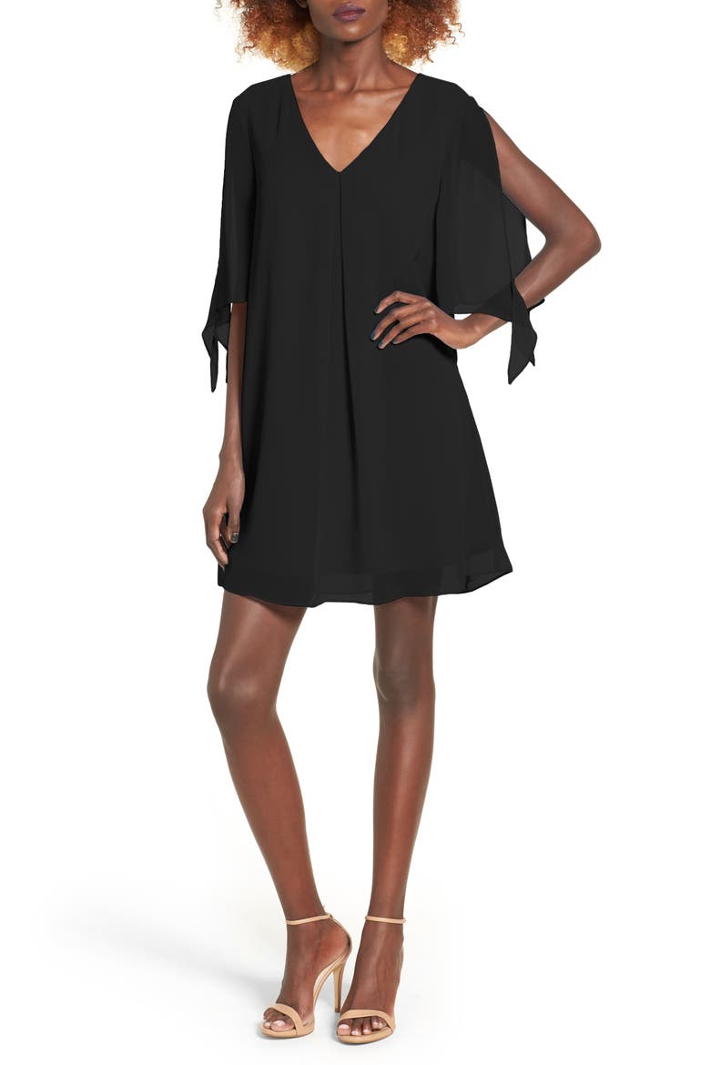 Jules Split Sleeve Shift Dress, Alternate, color, BLACK