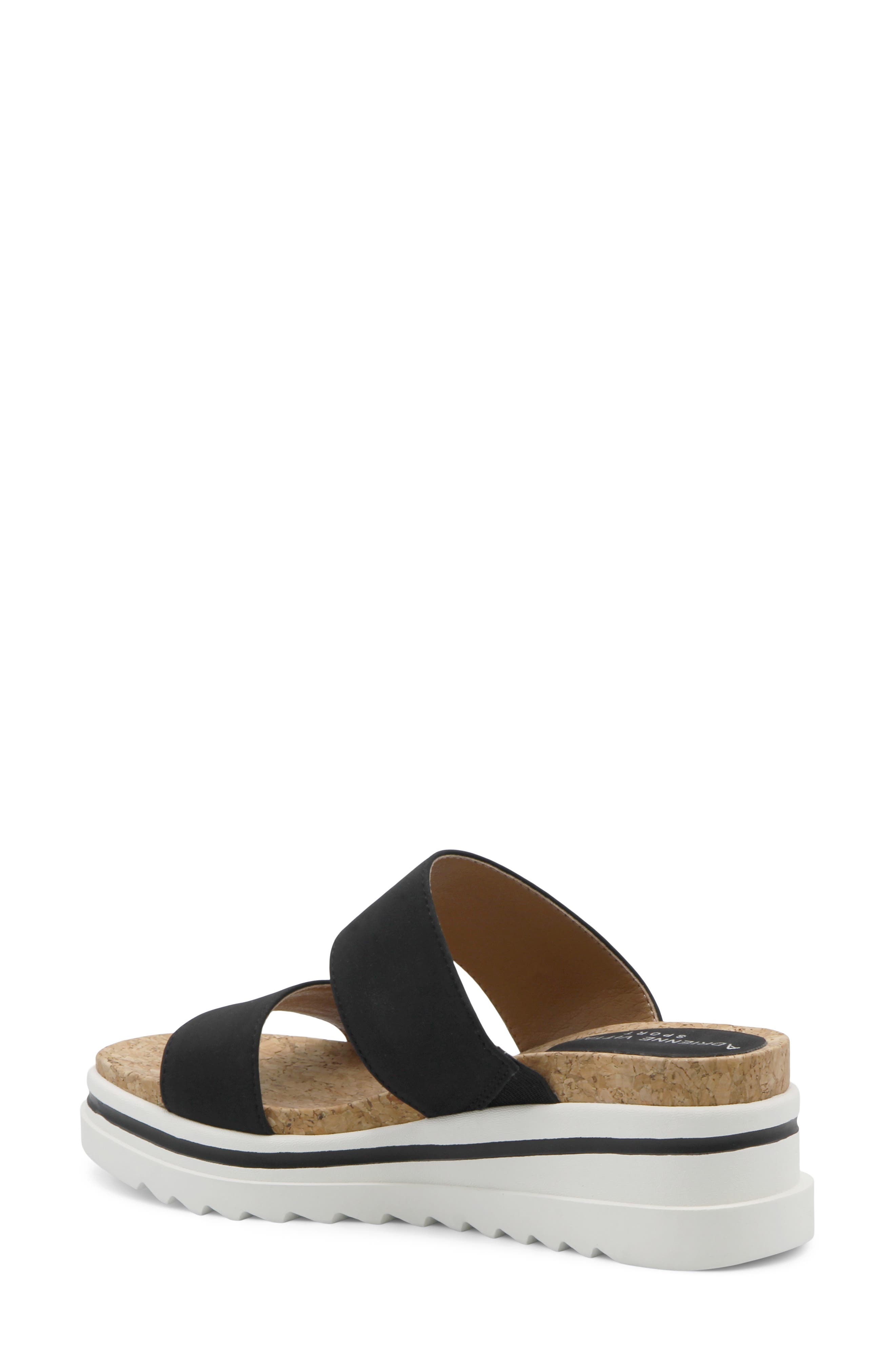 Adrienne Vittadini Cara 3 Wedge Slide Sandal, Alternate, color, Black Mesh