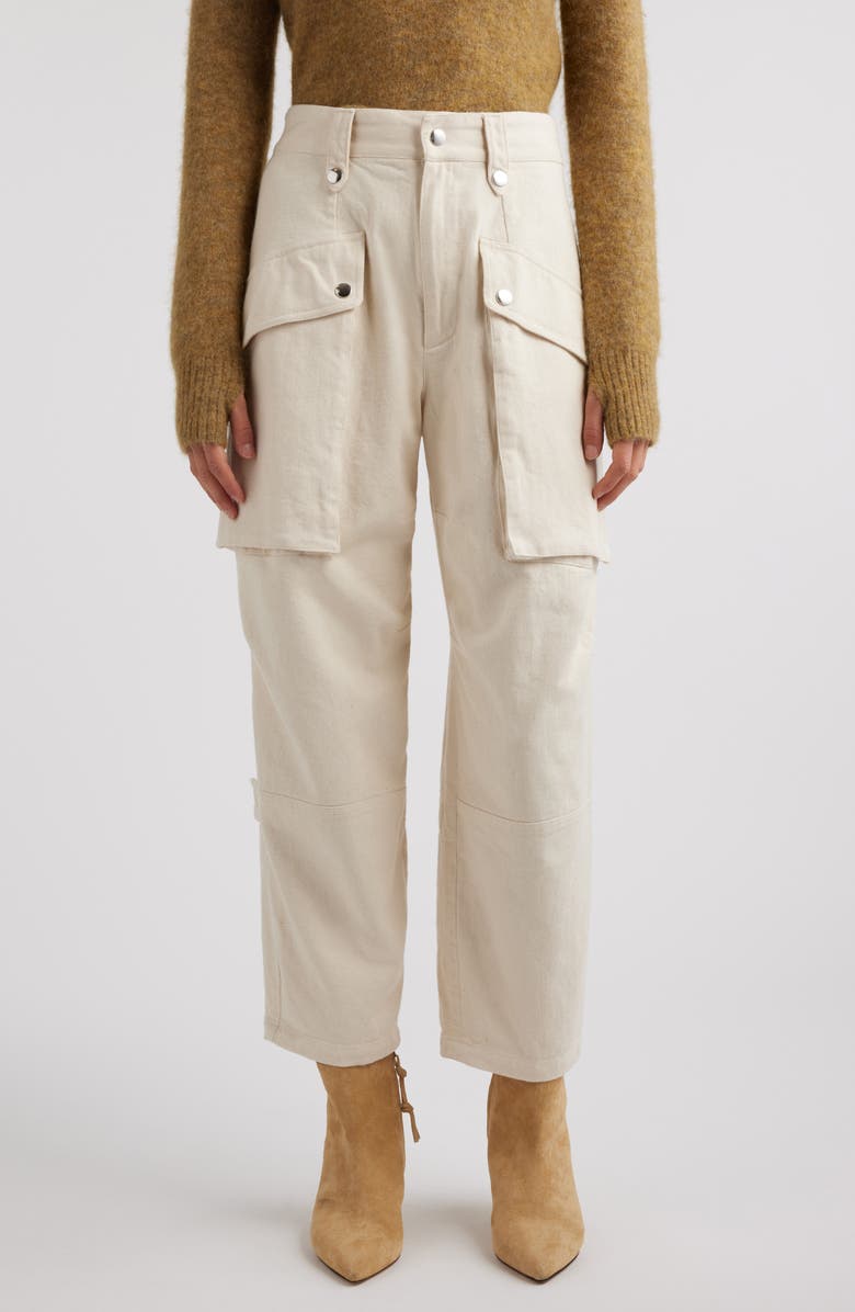 Isabel Marant Étoile Jannick Cargo Ankle Jeans, Main, color, Ecru