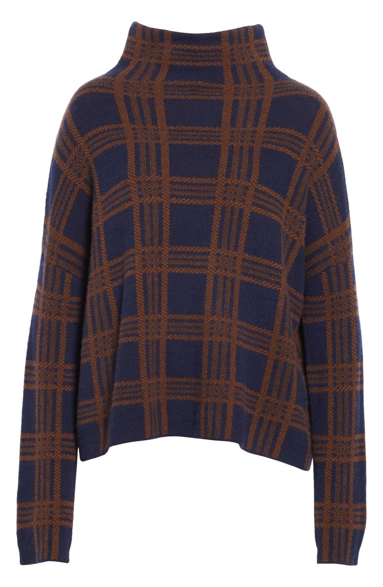 Vince Tartan Plaid Funnel Neck Wool & Cashmere Sweater, Alternate, color,