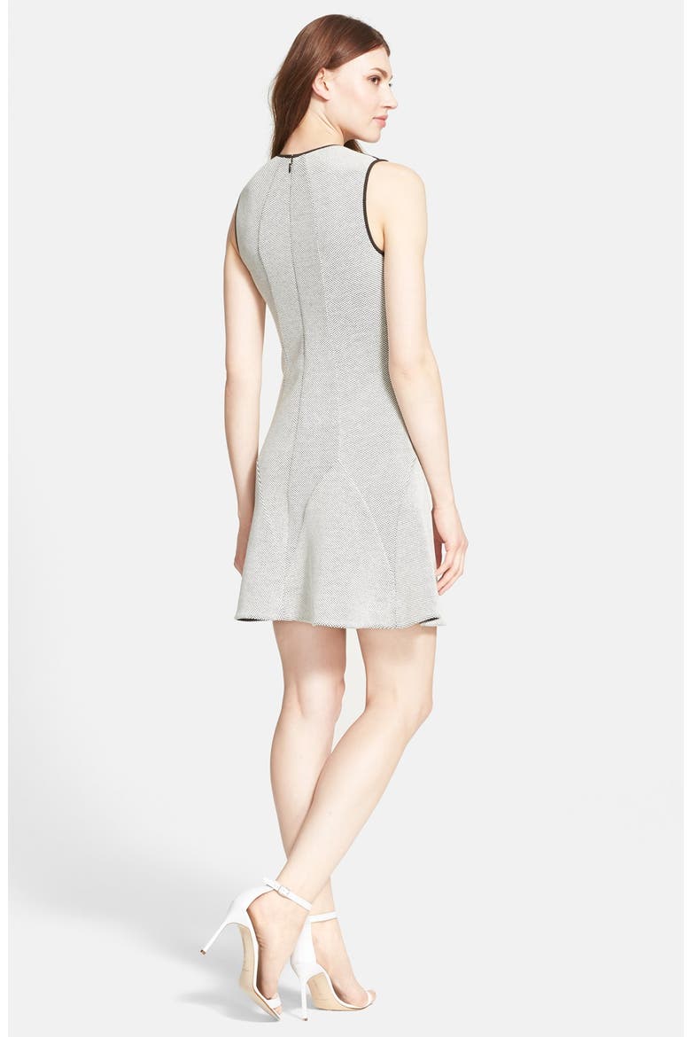 Jacquard Sleeveless Fit & Flare Dress, Alternate, color, CHALK/ BLACK