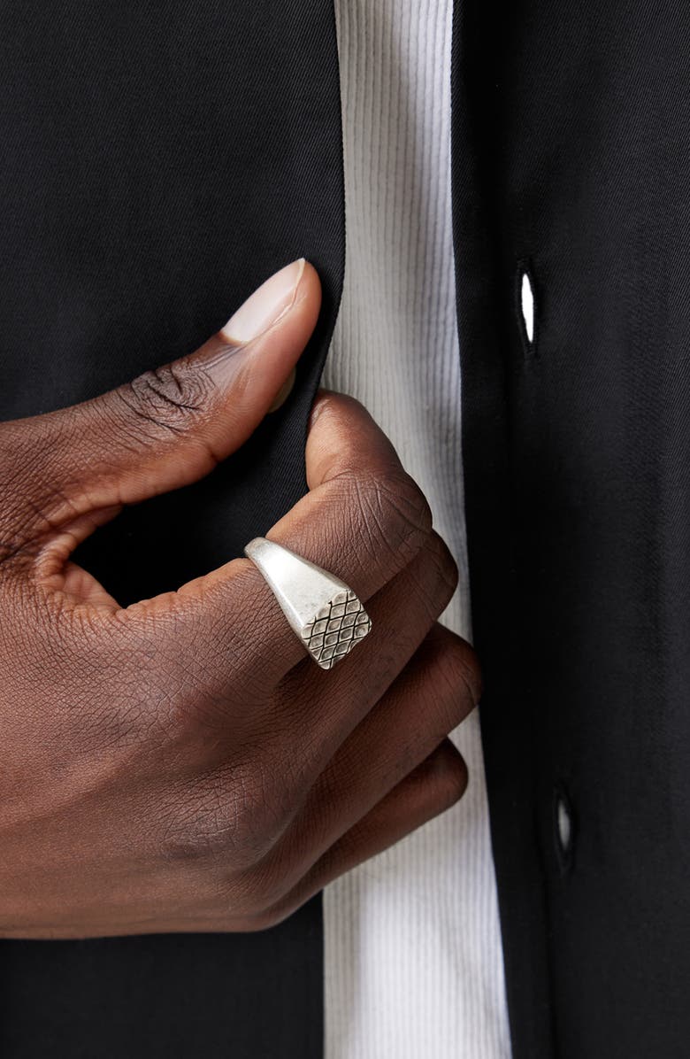 AllSaints Men's Snake Signet Ring, Alternate, color, Warm Silver