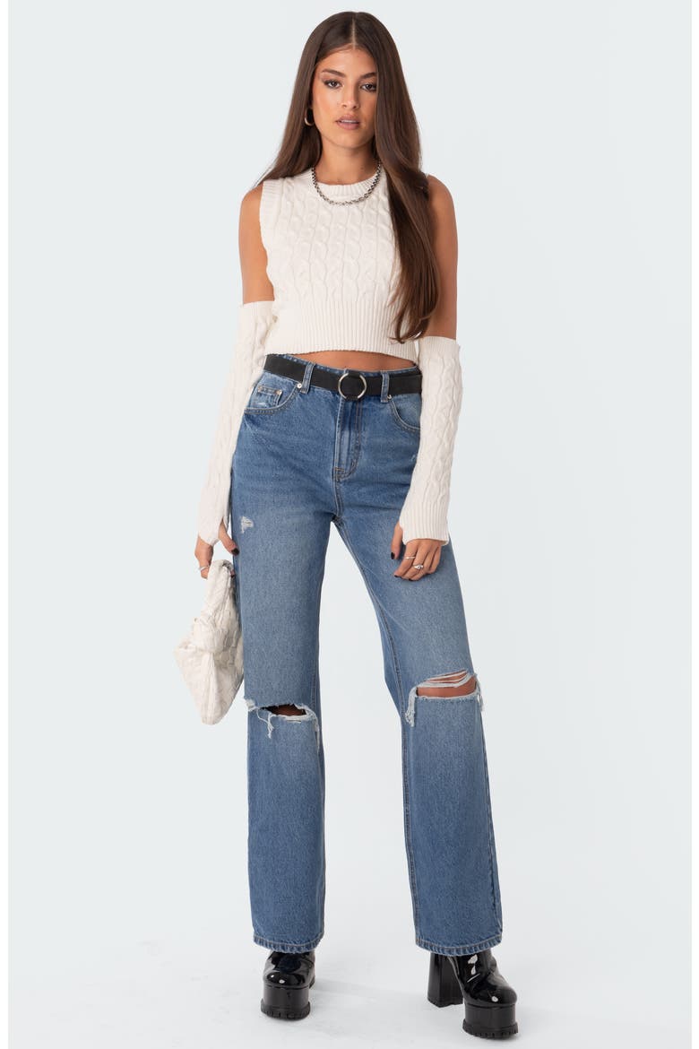 Lori High Waist Ripped Jeans, Alternate, color, BLUE
