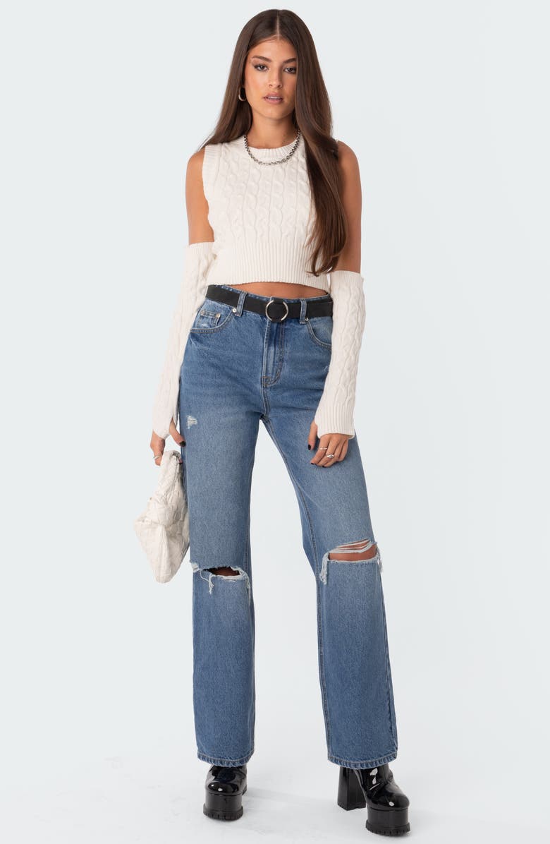 EDIKTED Lori High Waist Ripped Jeans, Alternate, color, Blue