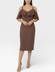RACHEL Rachel Roy Marcella Off the Shoulder Ruffle Midi Dress