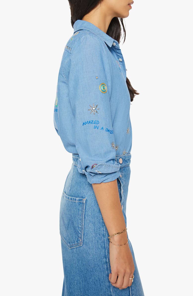 MOTHER The Foxy Boxy Denim Shirt, Alternate, color, Hands Up