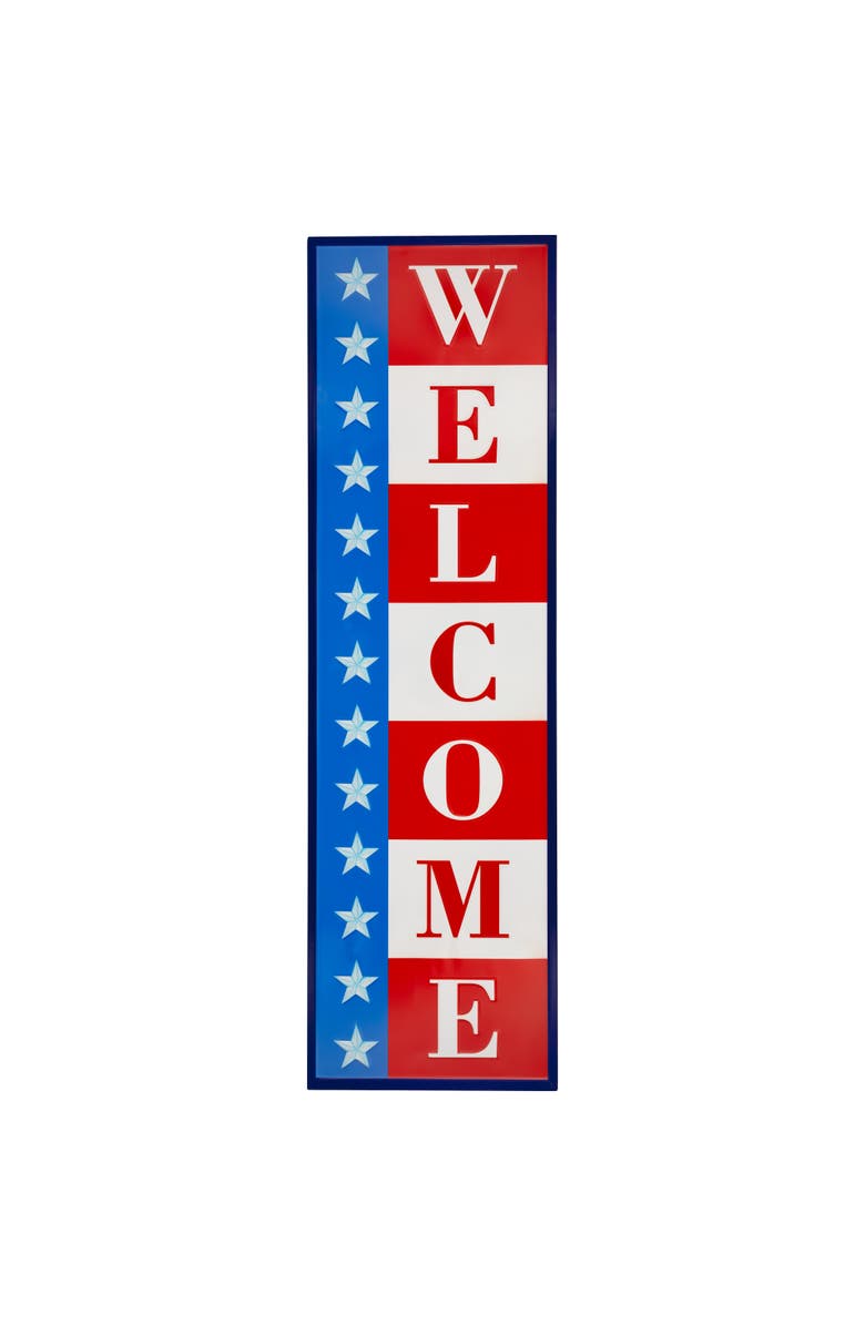 Northlight Americana "Welcome" Metal Porch Board Sign Decoration - 40", Main, color, Red