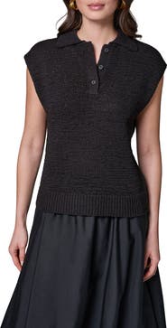 Donna Karan New York Sleeveless Polo Sweater