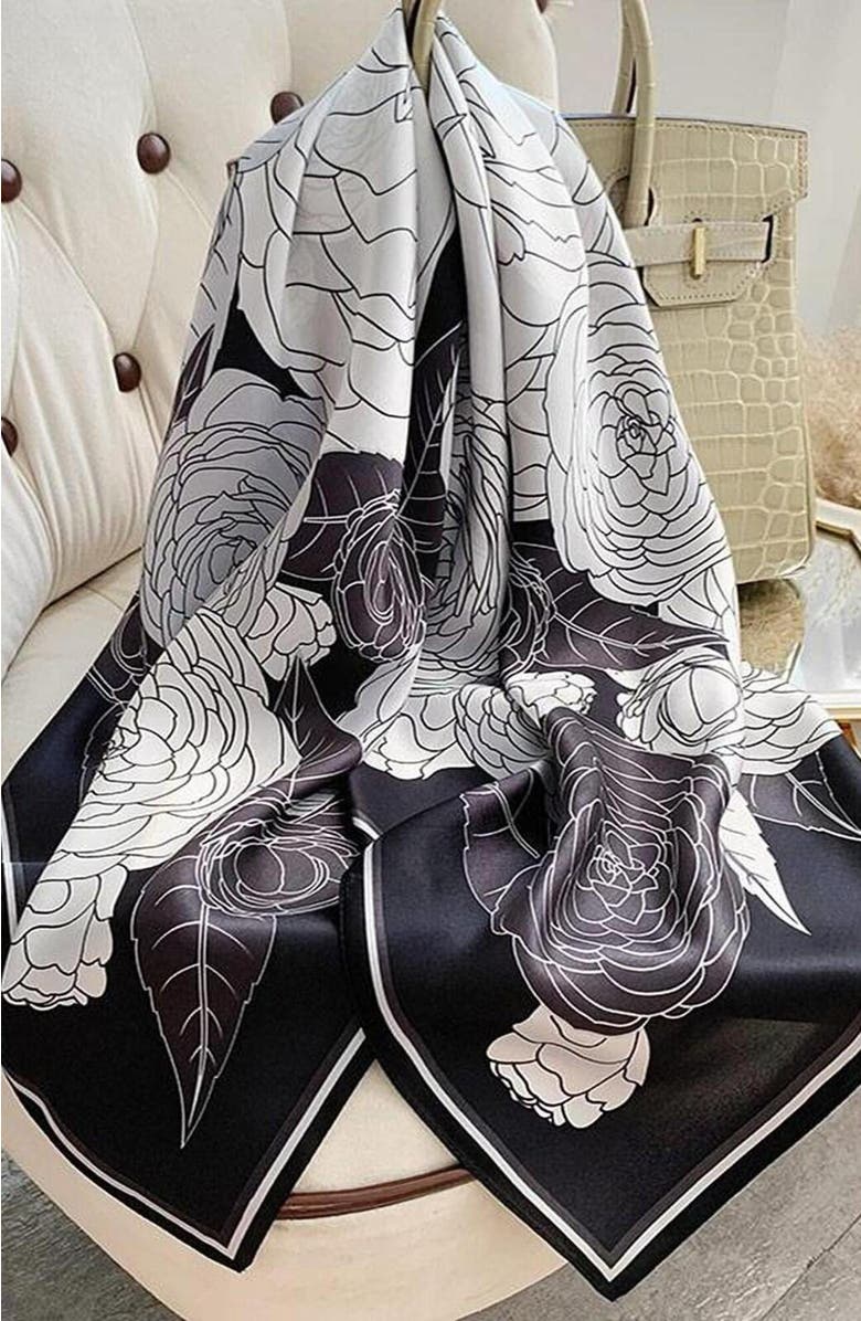 SILKSILKY Silk Square Scarf, Alternate, color, Shadow Rose