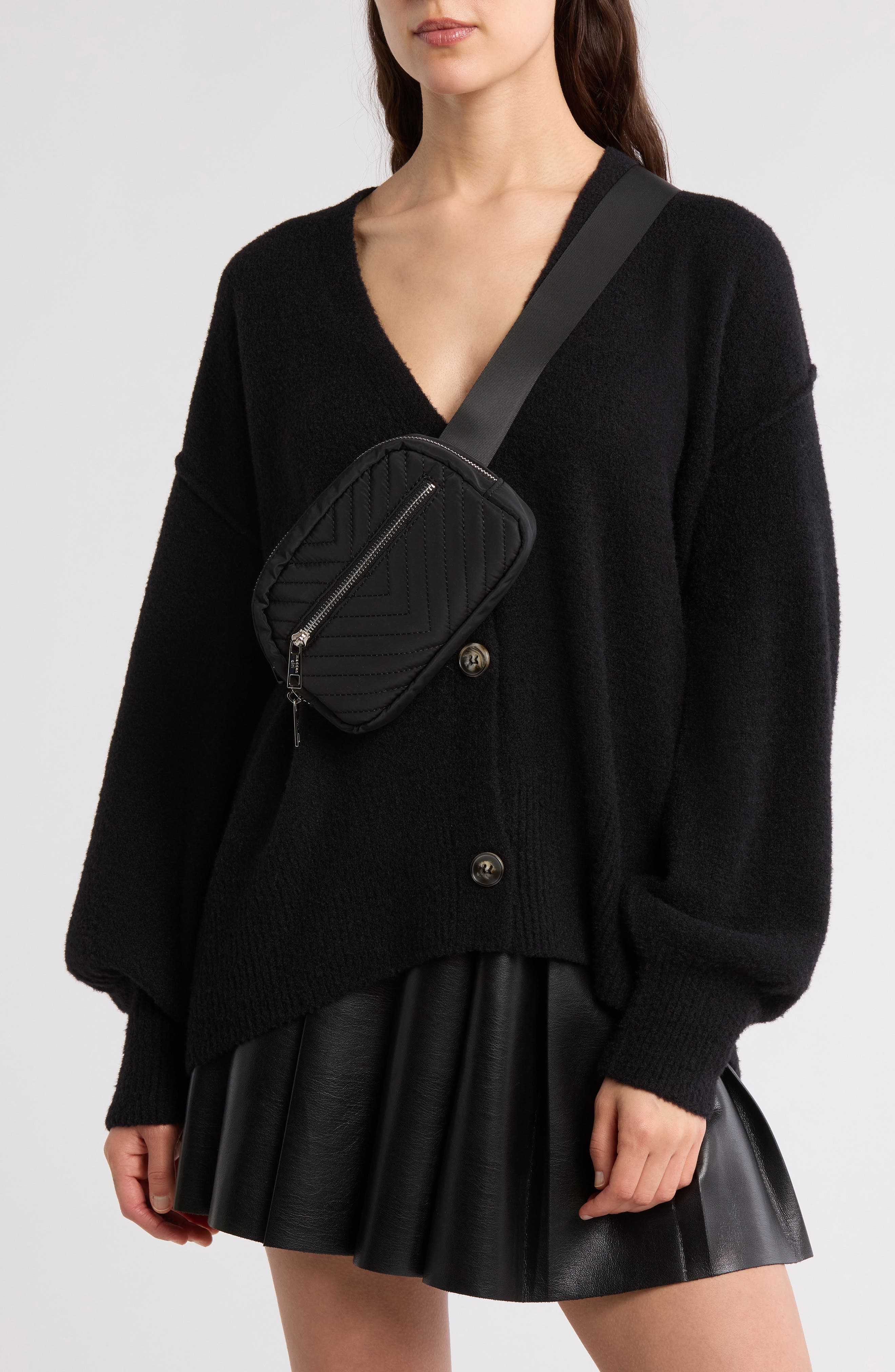 Madden Girl Quilted Belt Bag, Alternate, color, 