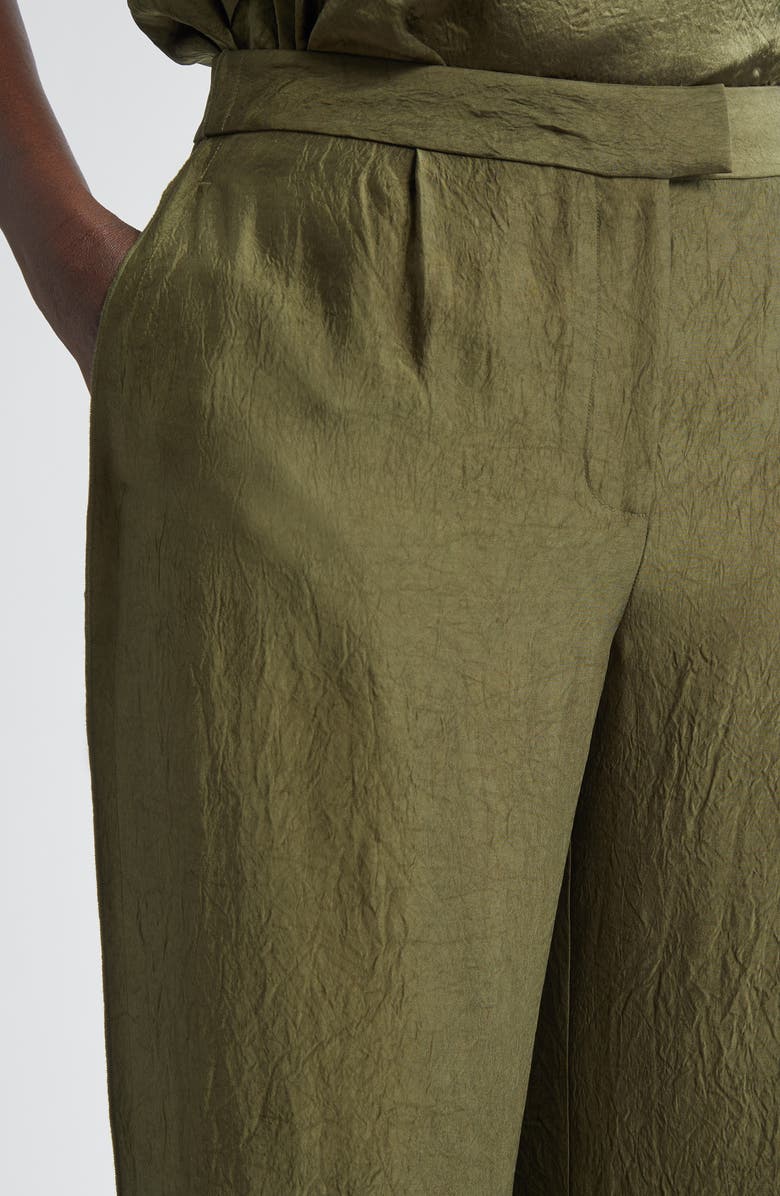 Jason Wu Collection Crinkled Satin Straight Leg Trousers, Alternate, color, Dark Fern