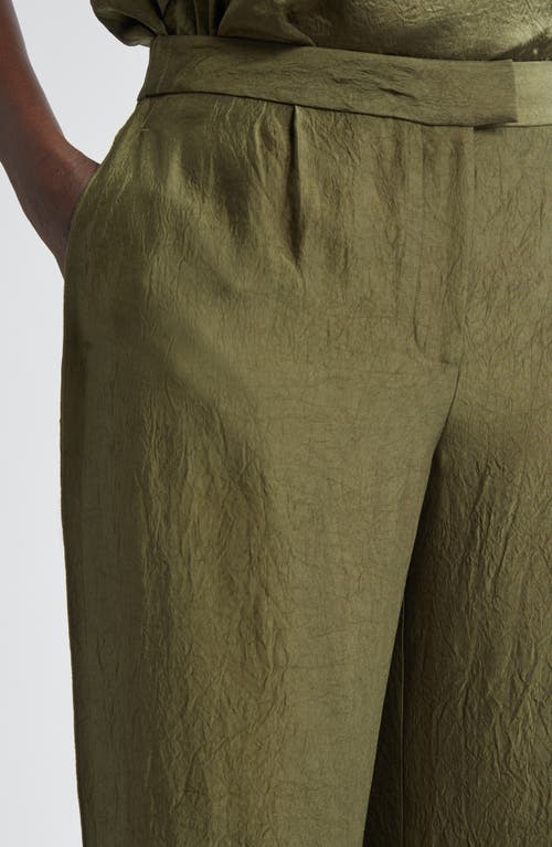 Jason Wu Collection Crinkled Satin Straight Leg Trousers In Green