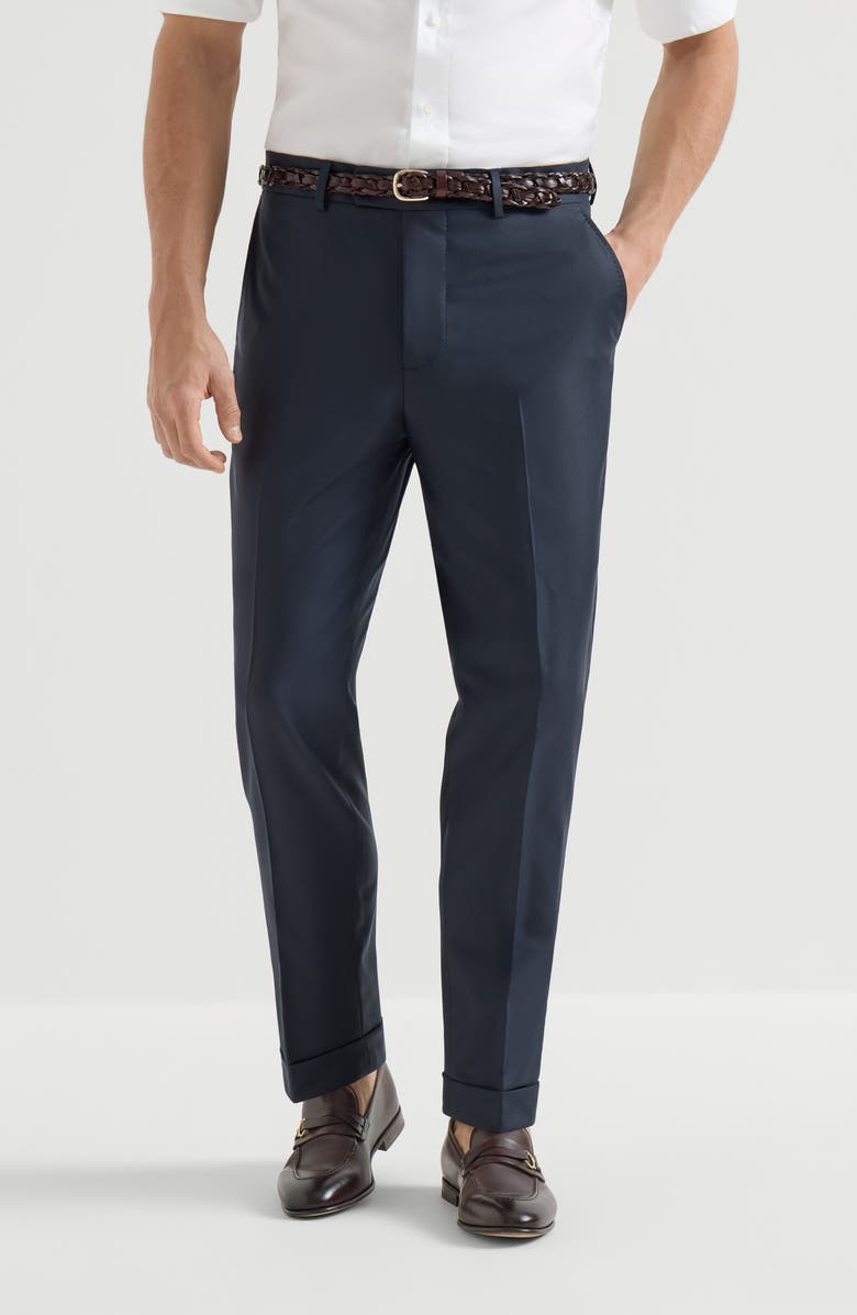 Brunello Cucinelli Virgin wool trousers, Alternate, color, Navy Blue